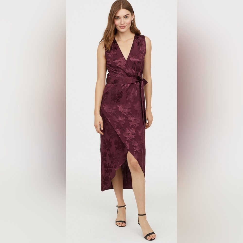H&M One Shoulder Burgundy Dress